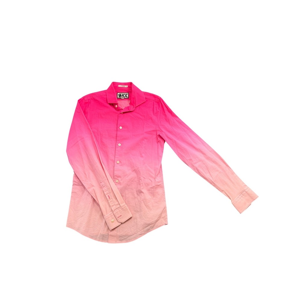 Express 1MX Mens XS Limited Edition Pink Ombre Gradient Fitted Button Down Shirt